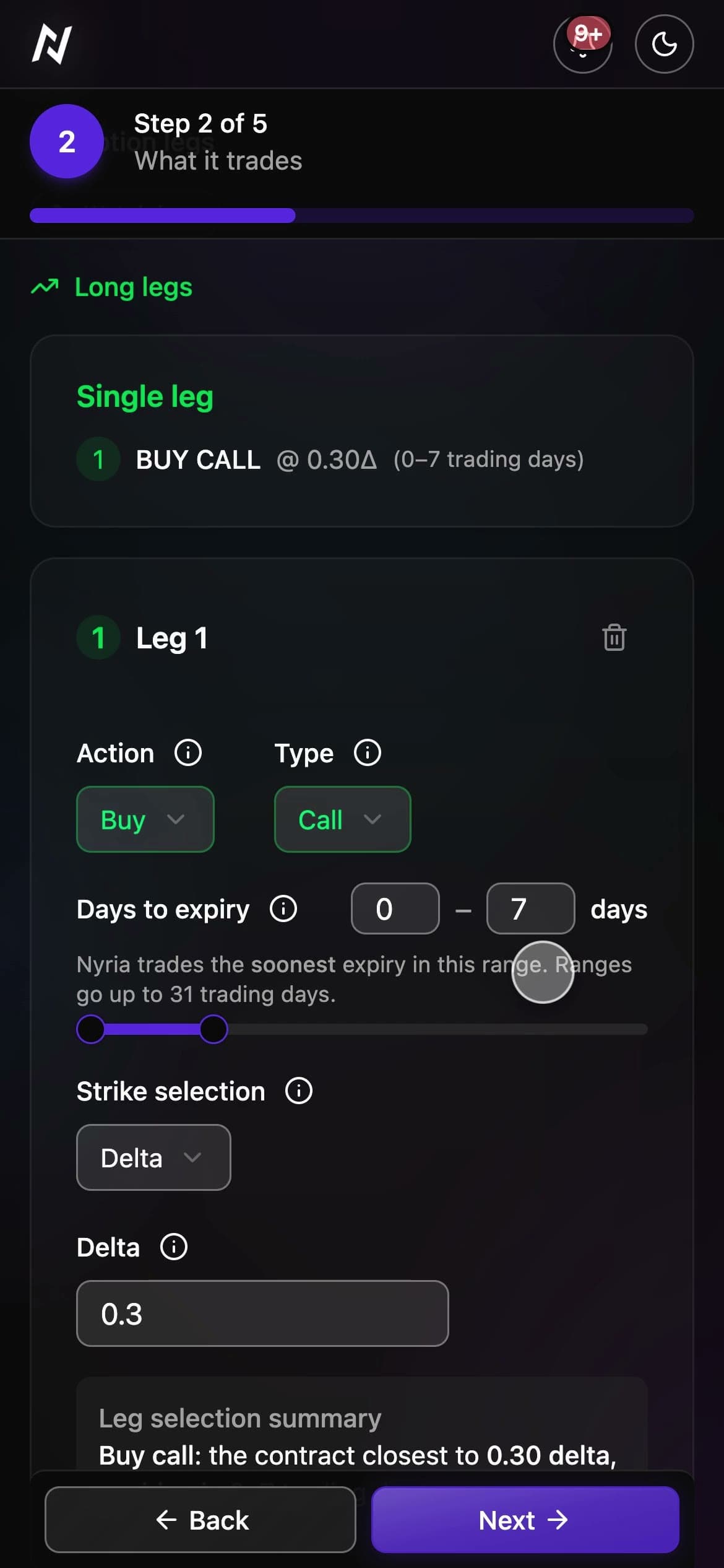 A second option leg added and set to sell at 0.15 delta to make a vertical spread, then Private, IWM and Create draft